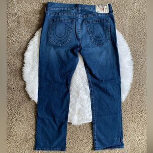 True Religion Ricky Relaxed Straight Jeans Mens Size 34x30 Offset Blue